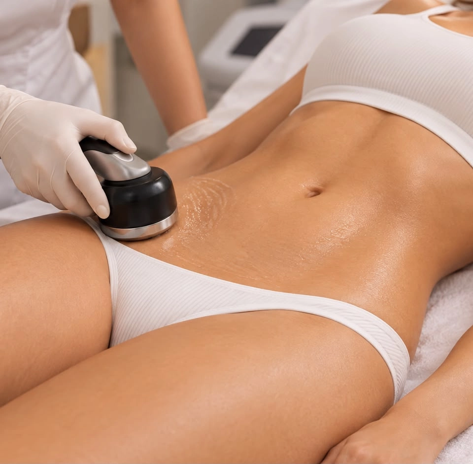 Procedimento estético corporal realizado na região abdominal